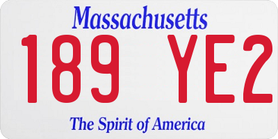 MA license plate 189YE2