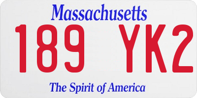 MA license plate 189YK2