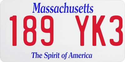 MA license plate 189YK3