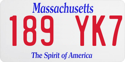 MA license plate 189YK7