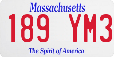 MA license plate 189YM3