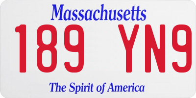 MA license plate 189YN9