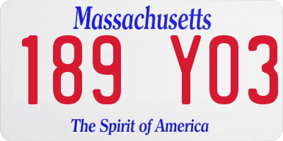 MA license plate 189YO3