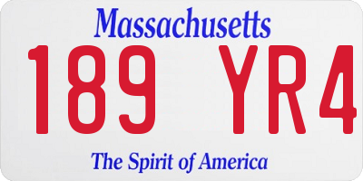 MA license plate 189YR4