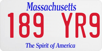 MA license plate 189YR9