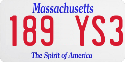 MA license plate 189YS3