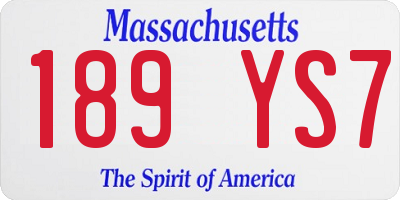 MA license plate 189YS7