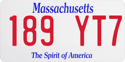 MA license plate 189YT7