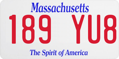 MA license plate 189YU8