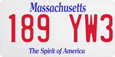 MA license plate 189YW3