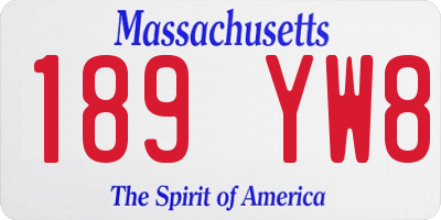 MA license plate 189YW8