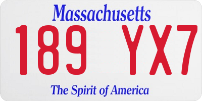 MA license plate 189YX7