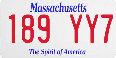 MA license plate 189YY7