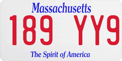 MA license plate 189YY9
