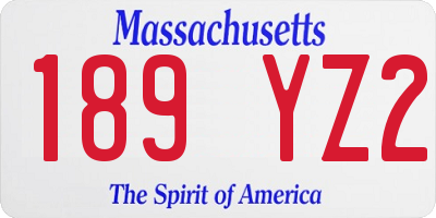 MA license plate 189YZ2