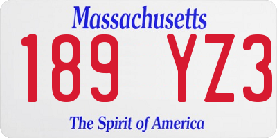 MA license plate 189YZ3