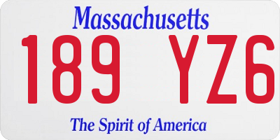 MA license plate 189YZ6