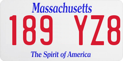MA license plate 189YZ8