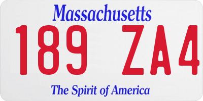 MA license plate 189ZA4