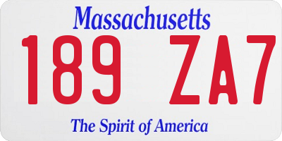 MA license plate 189ZA7
