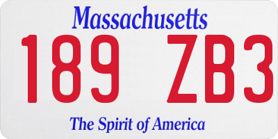 MA license plate 189ZB3