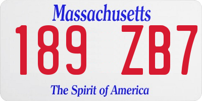 MA license plate 189ZB7