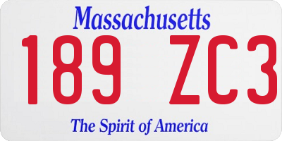 MA license plate 189ZC3