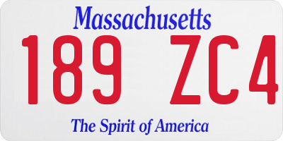 MA license plate 189ZC4