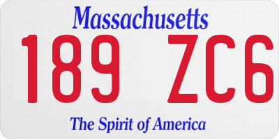 MA license plate 189ZC6