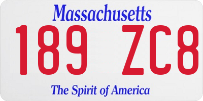 MA license plate 189ZC8