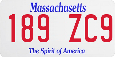 MA license plate 189ZC9