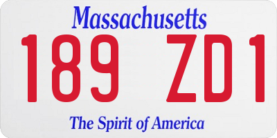 MA license plate 189ZD1