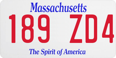 MA license plate 189ZD4