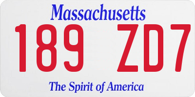 MA license plate 189ZD7