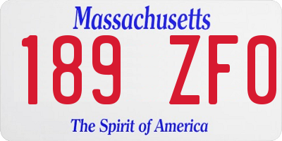 MA license plate 189ZF0