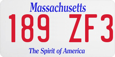 MA license plate 189ZF3