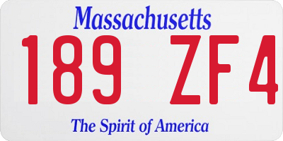 MA license plate 189ZF4