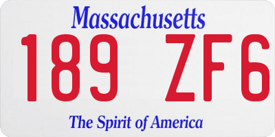 MA license plate 189ZF6