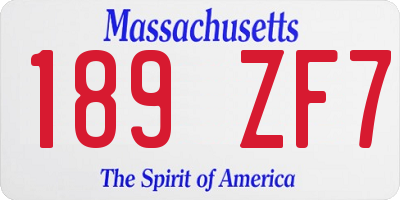 MA license plate 189ZF7