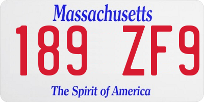 MA license plate 189ZF9