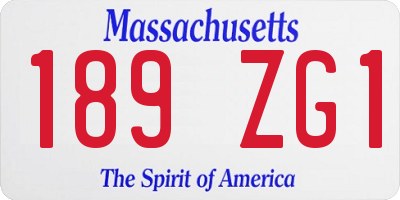 MA license plate 189ZG1