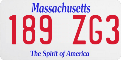 MA license plate 189ZG3