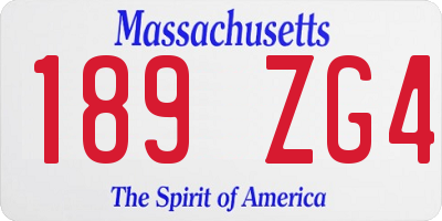 MA license plate 189ZG4