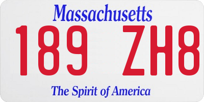 MA license plate 189ZH8