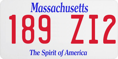 MA license plate 189ZI2