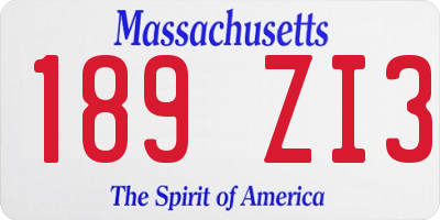 MA license plate 189ZI3