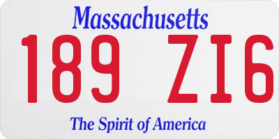 MA license plate 189ZI6