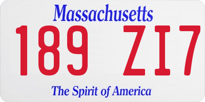 MA license plate 189ZI7