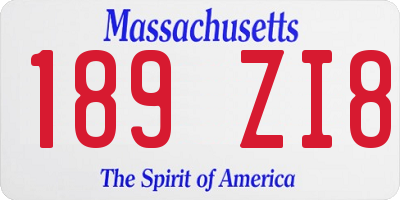 MA license plate 189ZI8