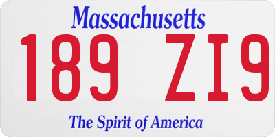 MA license plate 189ZI9